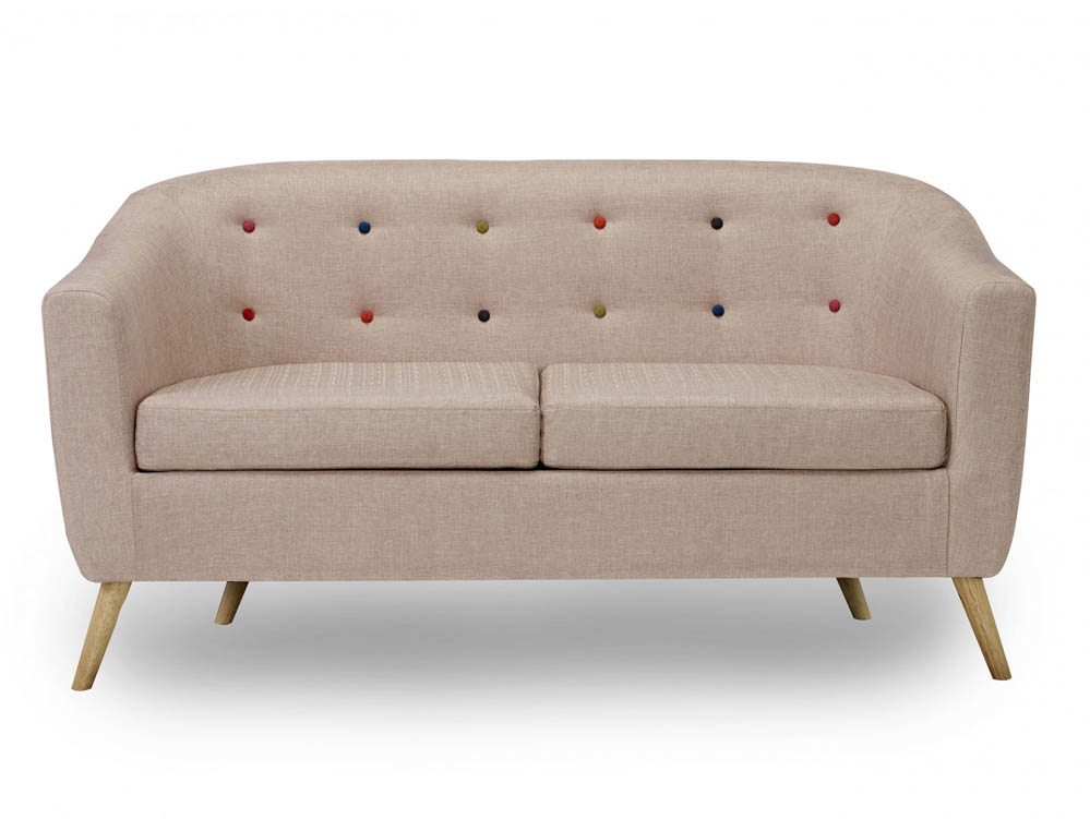 LPD LPD Hudson Beige Linen Upholstered 2 Seater Sofa