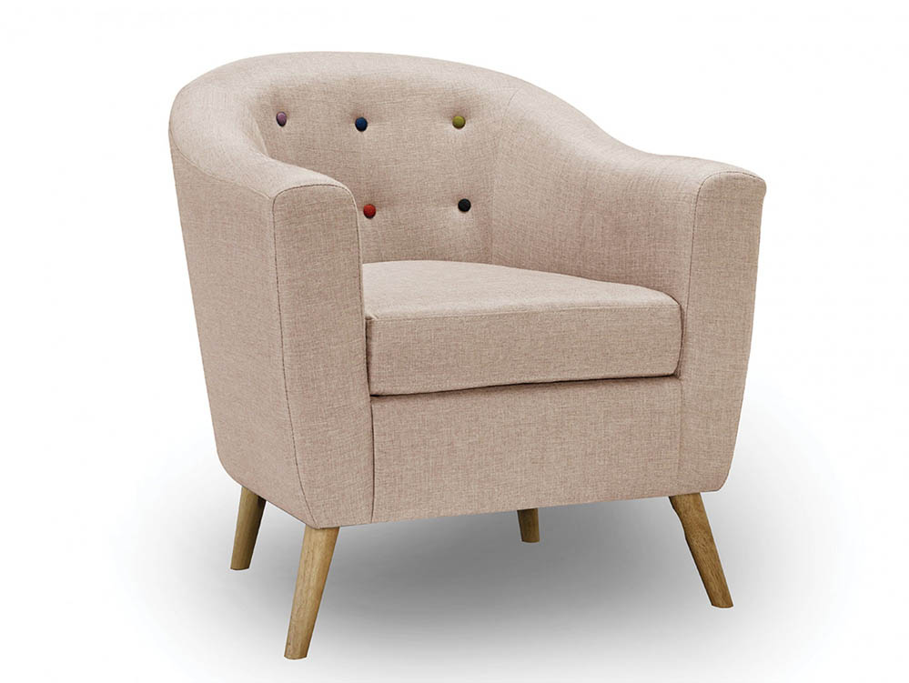 LPD LPD Hudson Beige Linen Upholstered Fabric Tub Chair