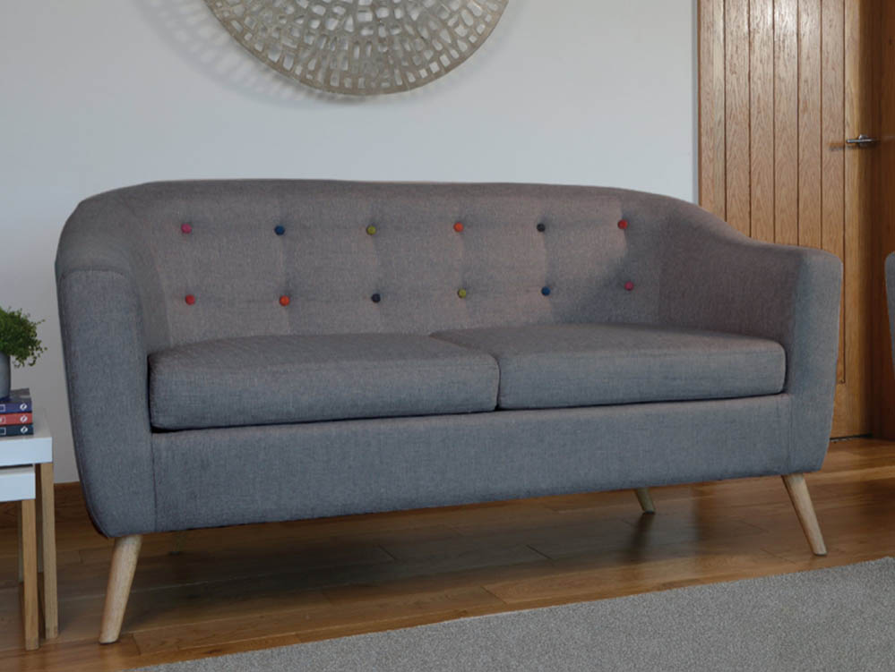 LPD LPD Hudson Grey Linen 2 Upholstered 2 Seater Sofa