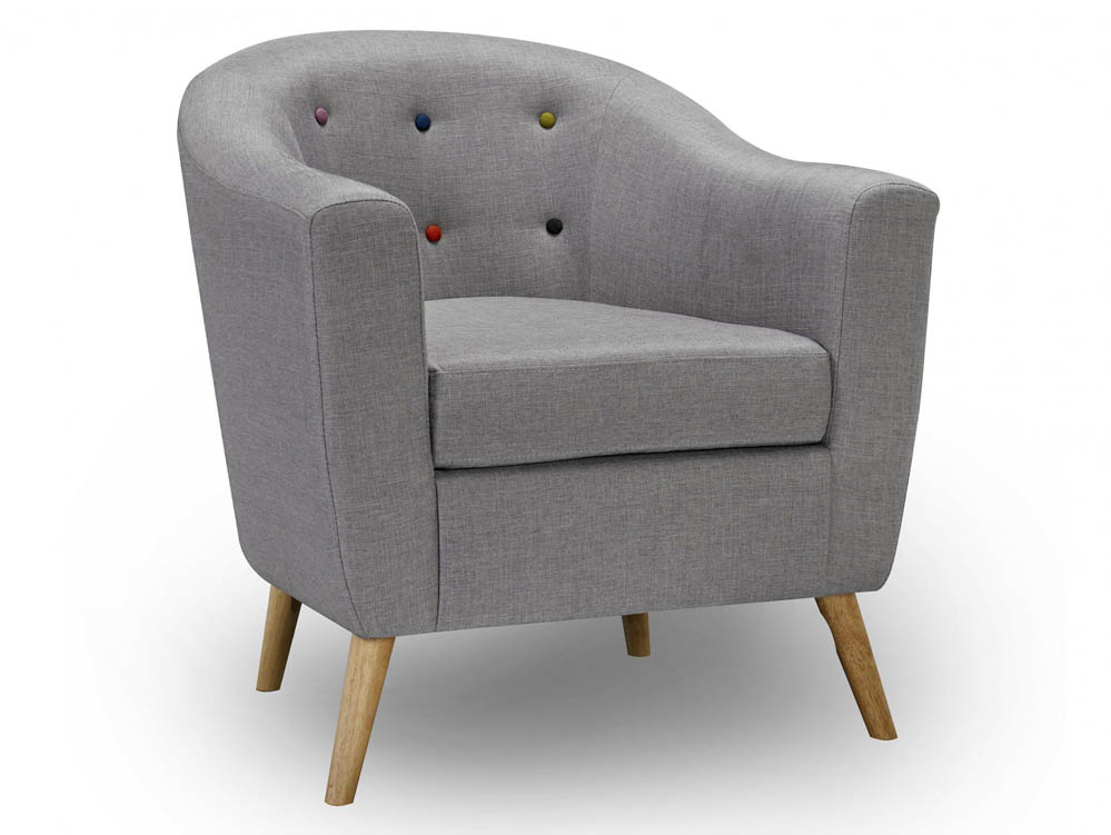 LPD LPD Hudson Grey Linen Upholstered Fabric Tub Chair