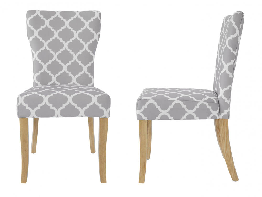 LPD LPD Hugo Set of 2 Grey Patterned Upholstered Dining Chair