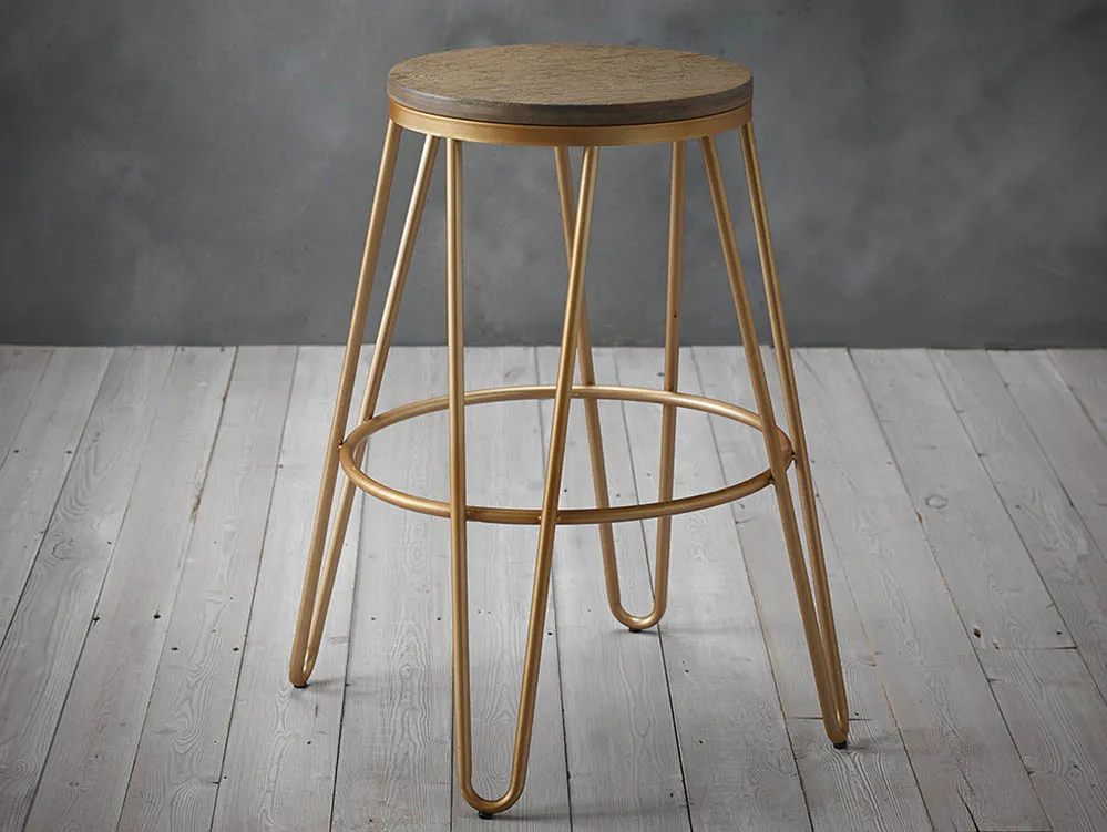 LPD LPD Ikon Wood and Gold Bar Stool