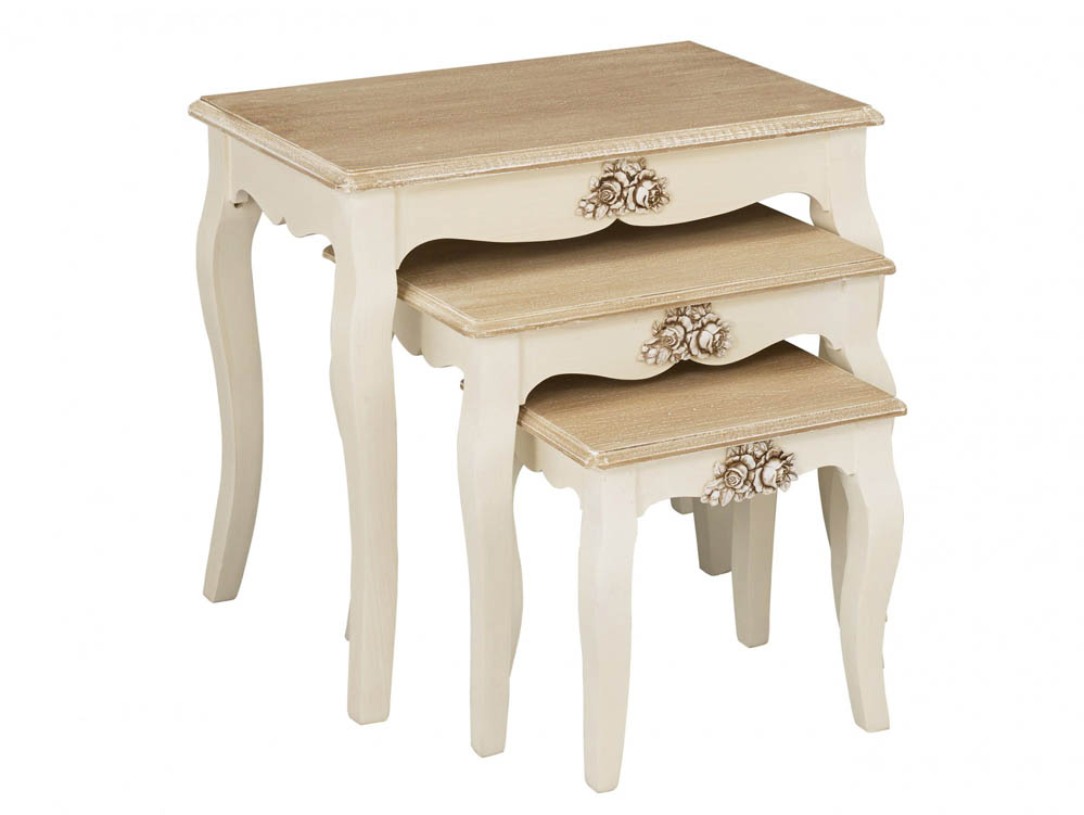 LPD LPD Juliette Cream and Oak Nest of 3 Tables (Assembled)