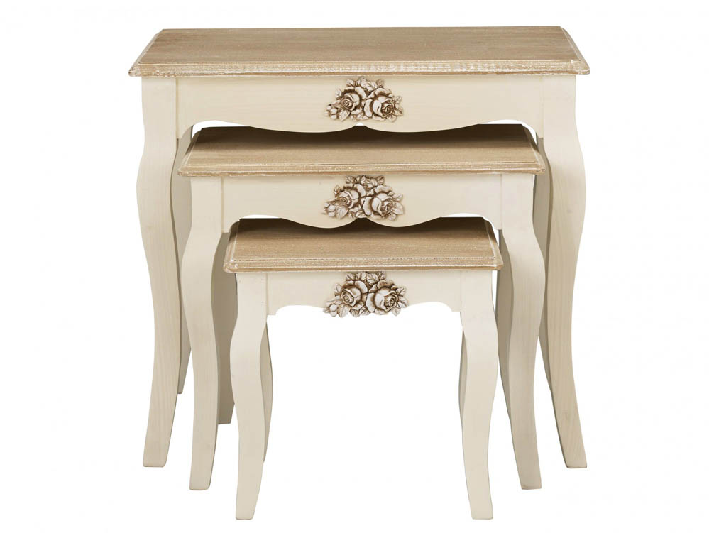 LPD LPD Juliette Cream and Oak Nest of 3 Tables (Assembled)