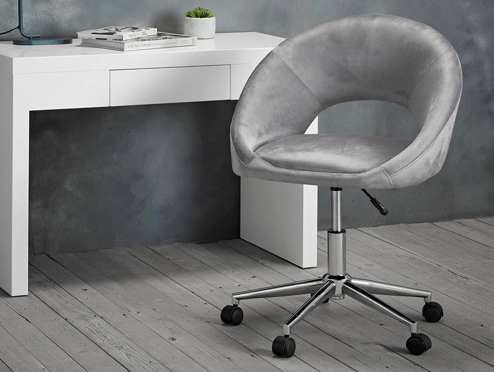 LPD LPD Skylar Grey Velvet Upholstered Fabric Office Chair