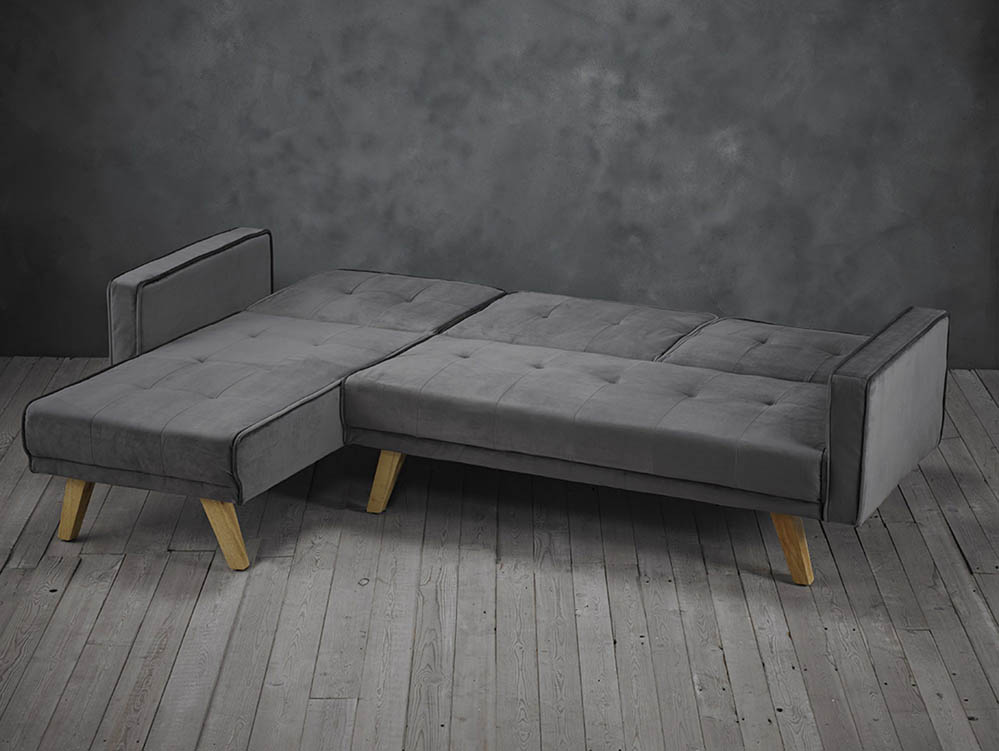 LPD LPD Kitson Silver Velvet Upholstered Fabric Corner Sofa Bed