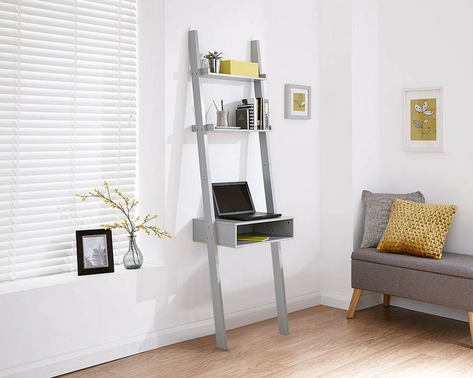 GFW GFW Stockholm Grey Ladder Desk (Flat Packed)