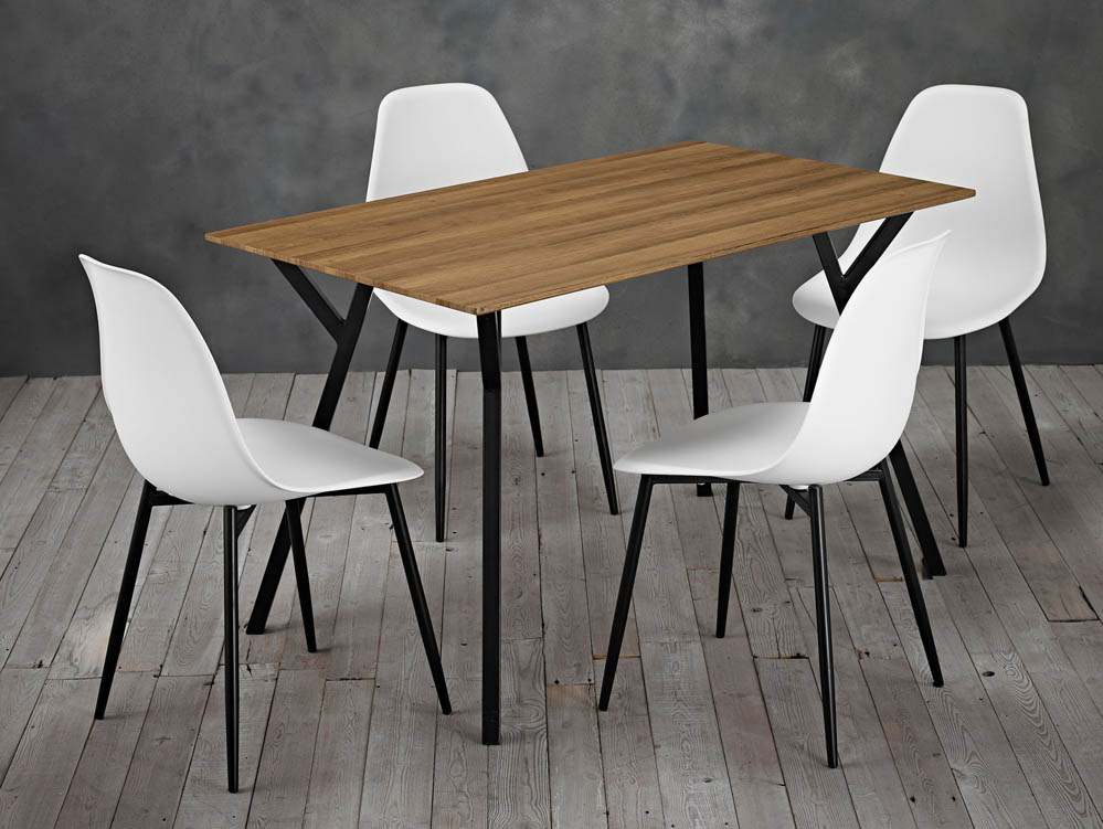 LPD LPD Lisbon Oak 120cm Dining Table and 4 Chair Set