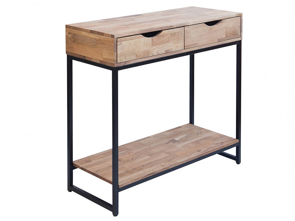 LPD LPD Mirelle Oak and Black 2 Drawer Console Table (Flat Packed)