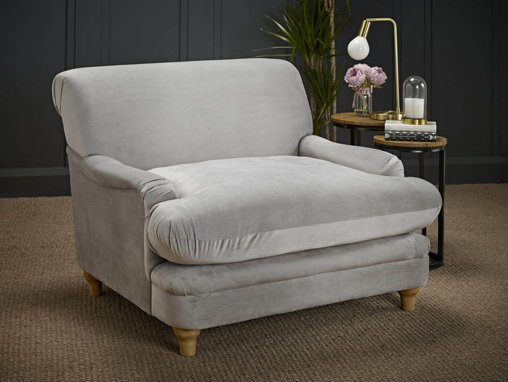 LPD LPD Plumpton Grey Velvet Upholstered Fabric Chair