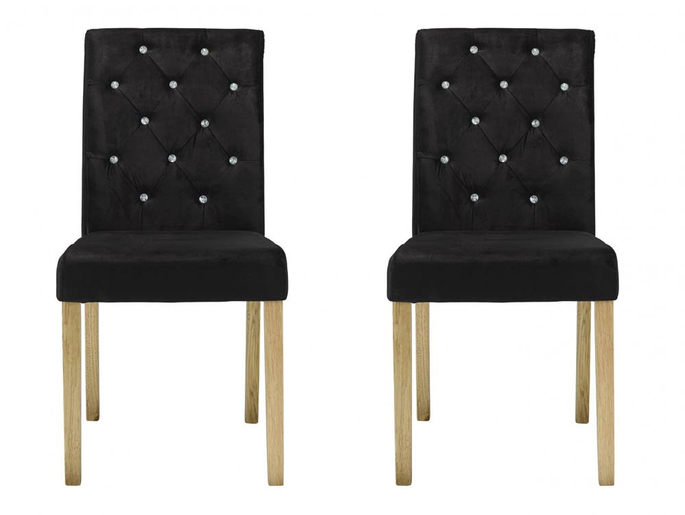 LPD LPD Paris Set of 2 Black Velvet Dining Chairs