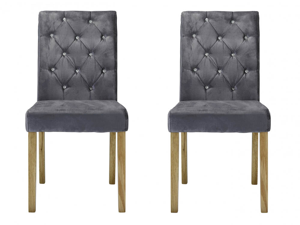 LPD LPD Paris Set of 2 Silver Velvet Dining Chairs