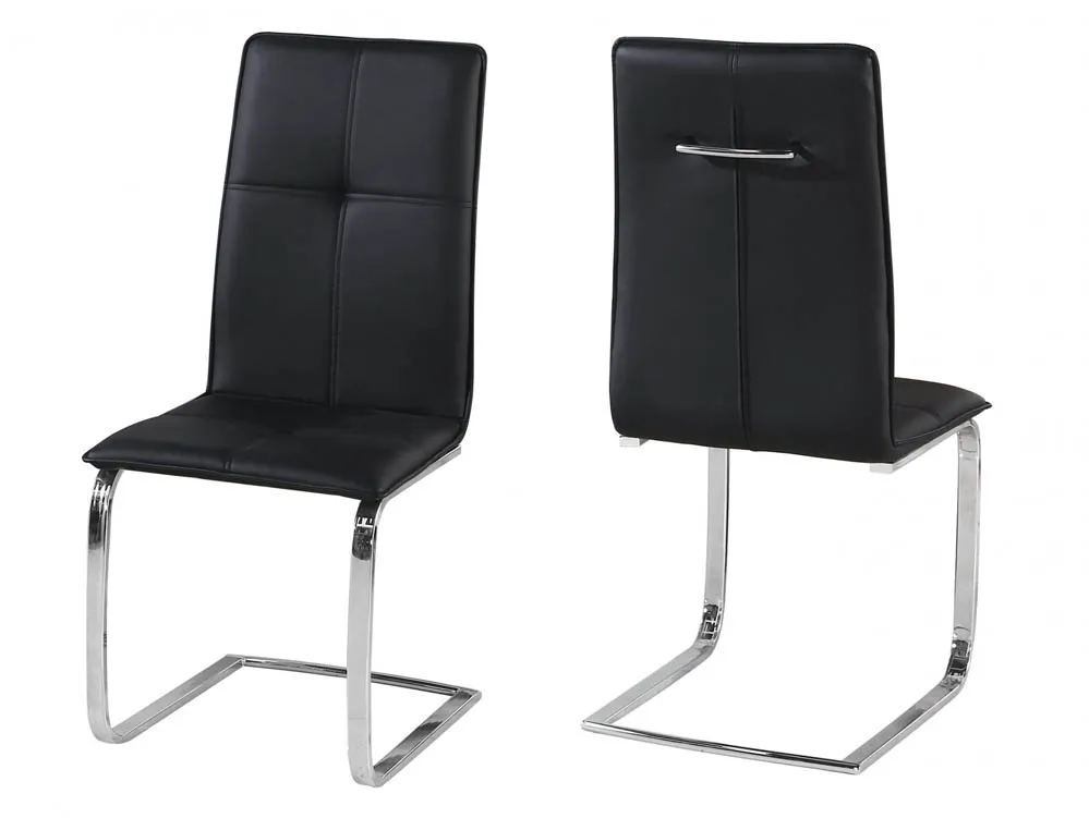 LPD LPD Opus Set of 2 Black Faux Leather Dining Chairs