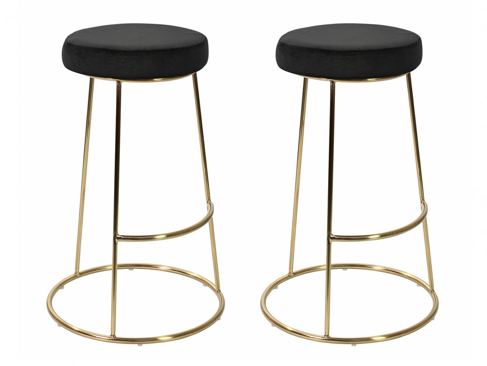 LPD LPD Opera Black Velvet Upholstered Fabric Bar Stools (Set of 2)