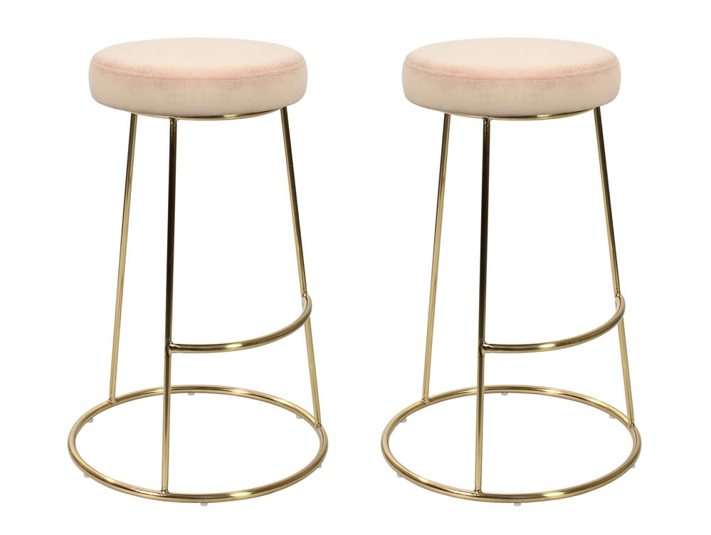 LPD LPD Opera Vintage Pink Velvet Upholstered Fabric Bar Stools (Set of 2)