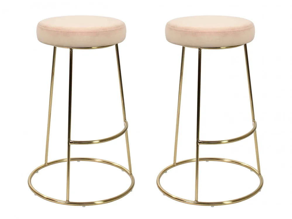 LPD LPD Opera Vintage Pink Velvet Fabric Bar Stools (Set of 2)