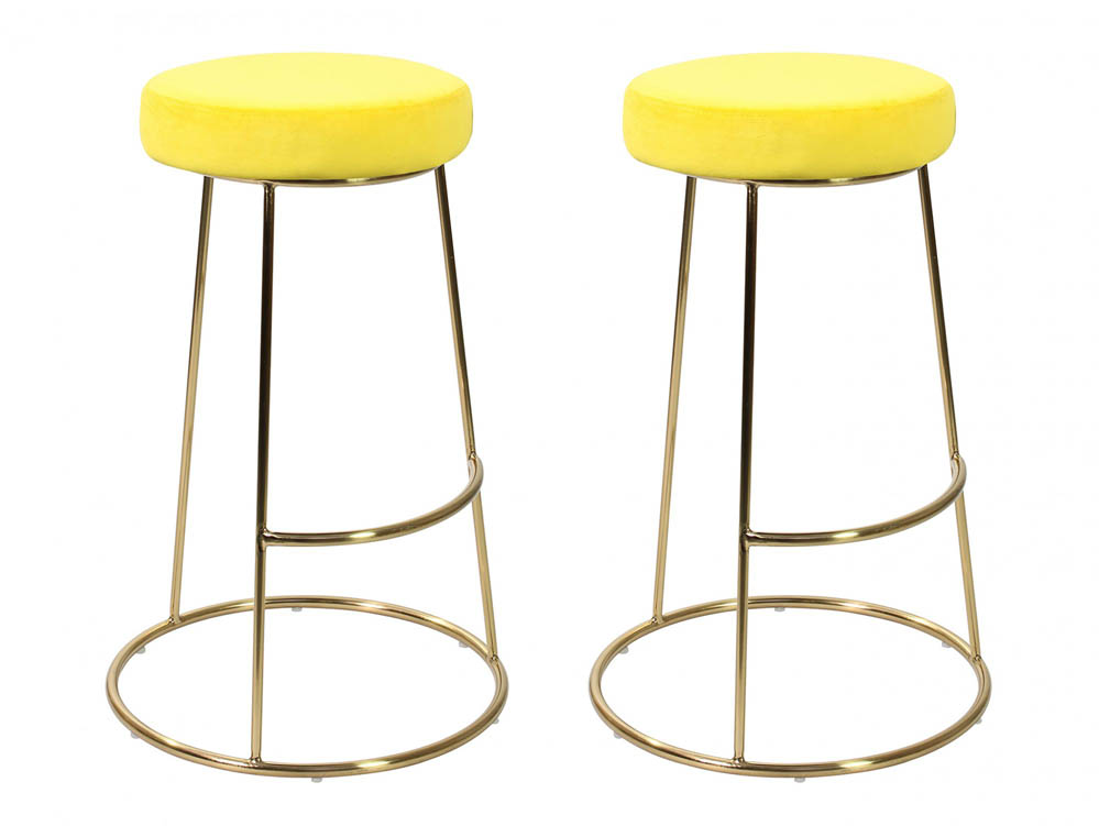 LPD LPD Opera Yellow Velvet Upholstered Fabric Bar Stools (Set of 2)
