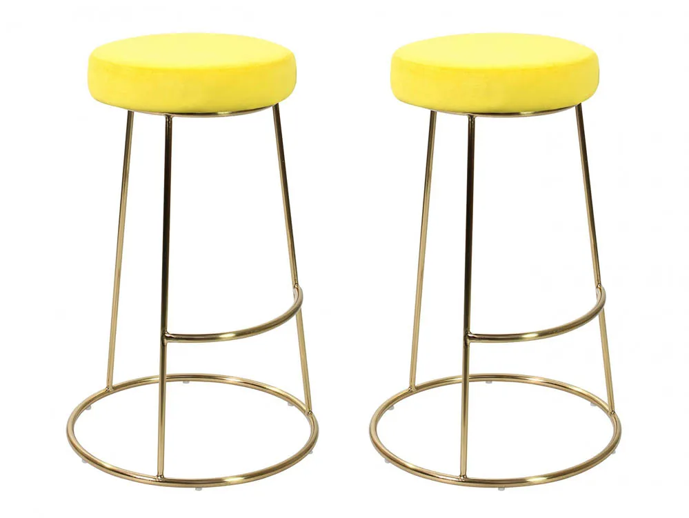 LPD LPD Opera Yellow Velvet Fabric Bar Stools (Set of 2)