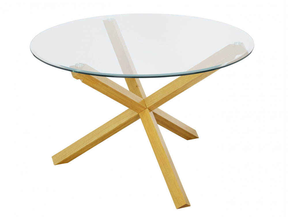 LPD LPD Oporto Plus 120cm Glass and Oak Dining Table (Flat Packed)