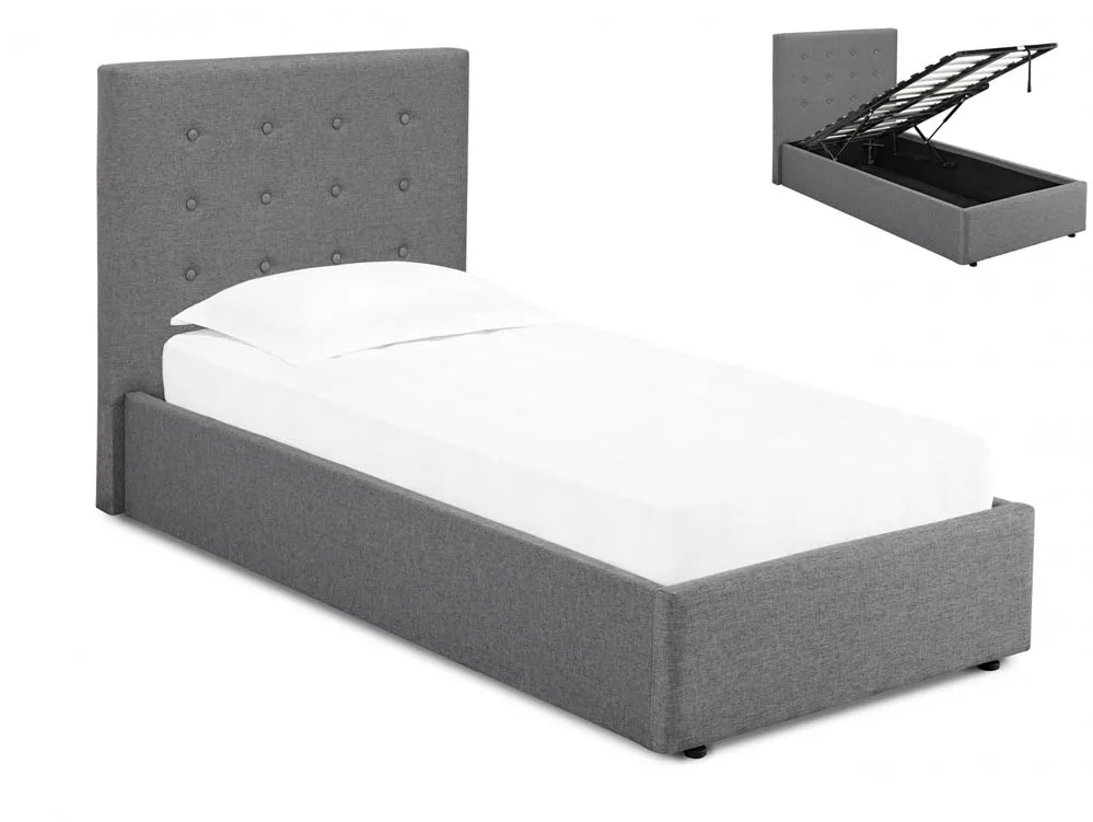 LPD LPD Lucca 3ft Single Grey Fabric Ottoman Bed Frame