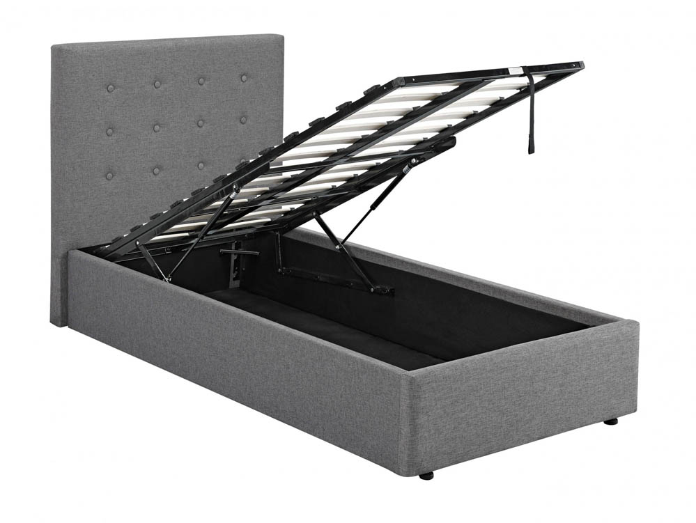 LPD LPD Lucca 3ft Single Grey Upholstered Fabric Ottoman Bed Frame