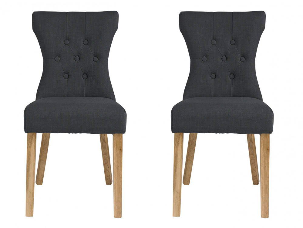 LPD LPD Naples Set of 2 Grey Linen Fabric Dining Chairs