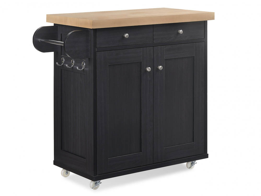 LPD LPD Portland Black 2 Door 2 Drawer Kitchen Island (Flat Packed)