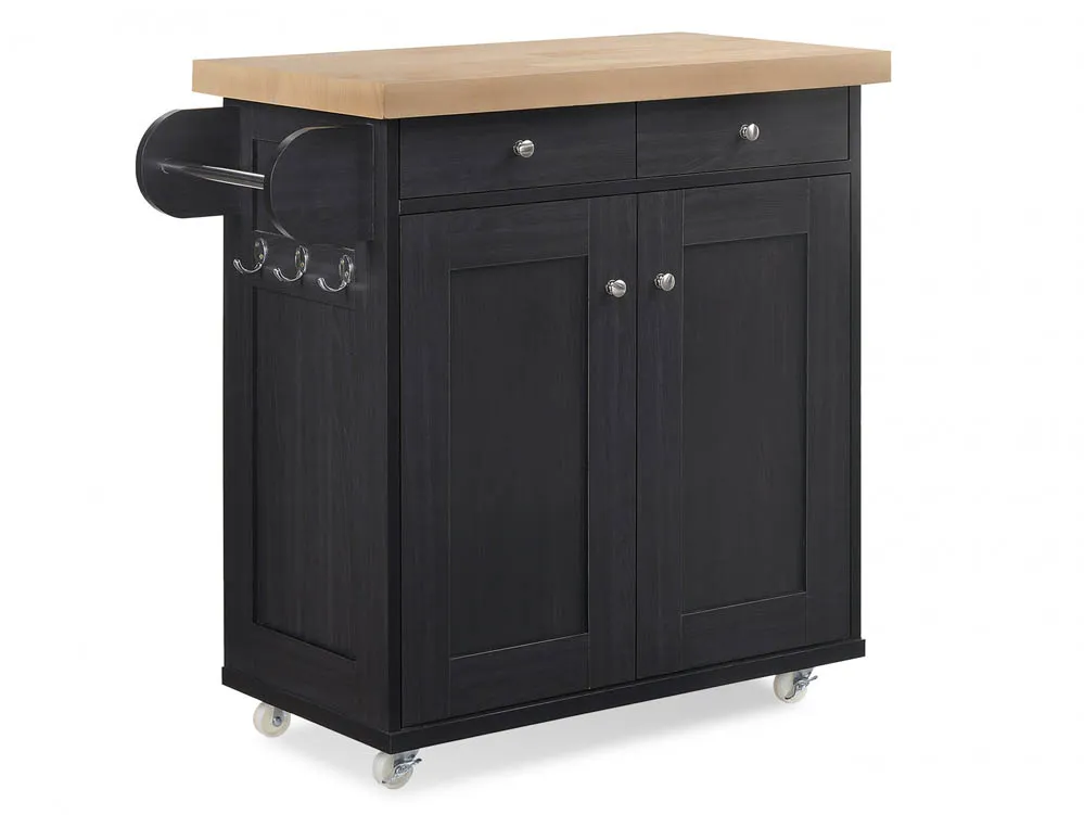 LPD LPD Portland Black 2 Door 2 Drawer Kitchen Island