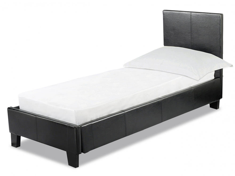 LPD LPD Prado 3ft Single Black Upholstered Faux Leather Bed Frame
