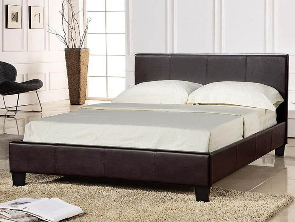 LPD LPD Prado 4ft6 Double Brown Upholstered  Faux Leather Bed Frame