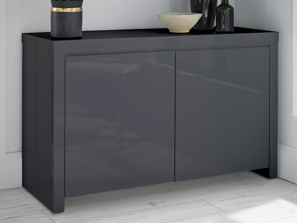 LPD LPD Puro Charcoal High Gloss 2 Door Sideboard (Flat Packed)