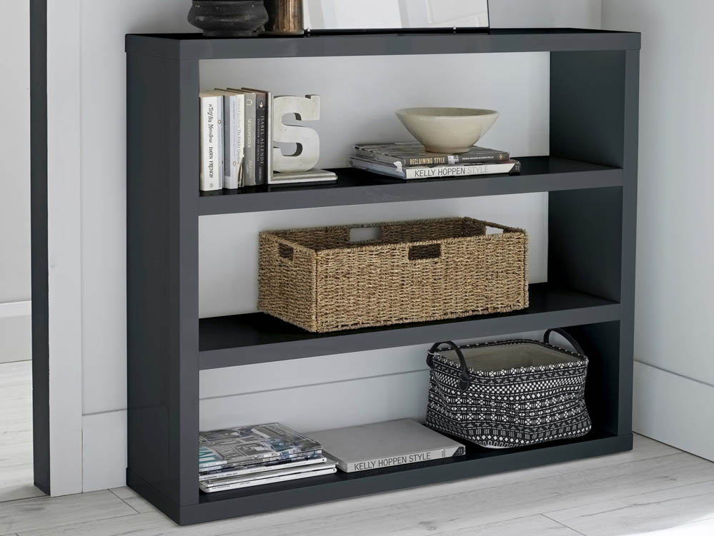 LPD LPD Puro Charcoal High Gloss Bookcase (Flat Packed)