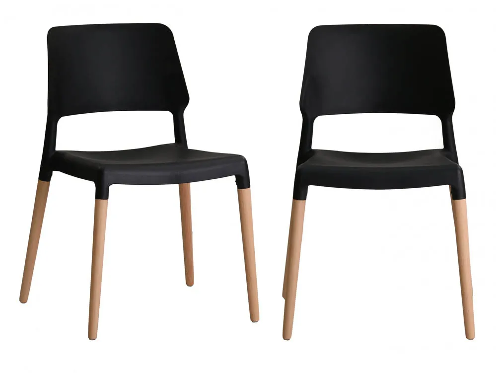 LPD LPD Riva Set of 2 Black Dining Chairs