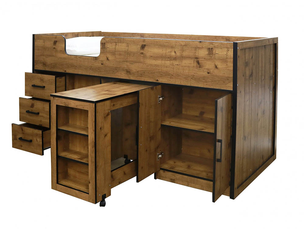 LPD LPD Rocco 3ft Single Rustic Oak Mid Sleeper Bed Frame