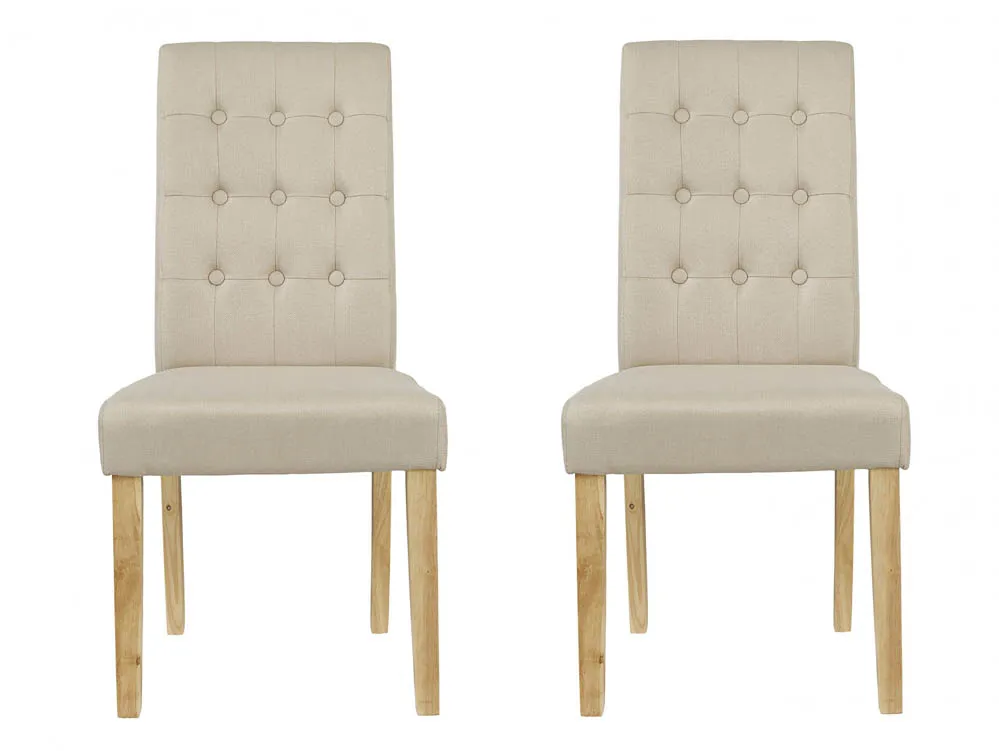 LPD LPD Roma Set of 2 Beige Fabric Dining Chairs