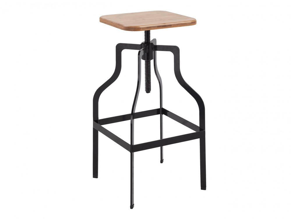 LPD LPD Shoreditch Wood and Black Metal Bar Stool