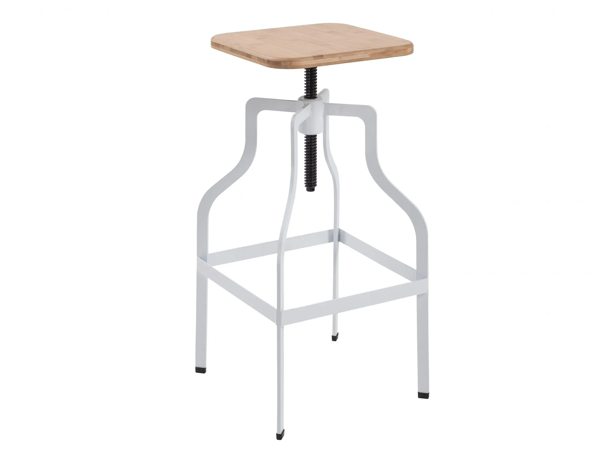 LPD LPD Shoreditch Wood and White Metal Bar Stool