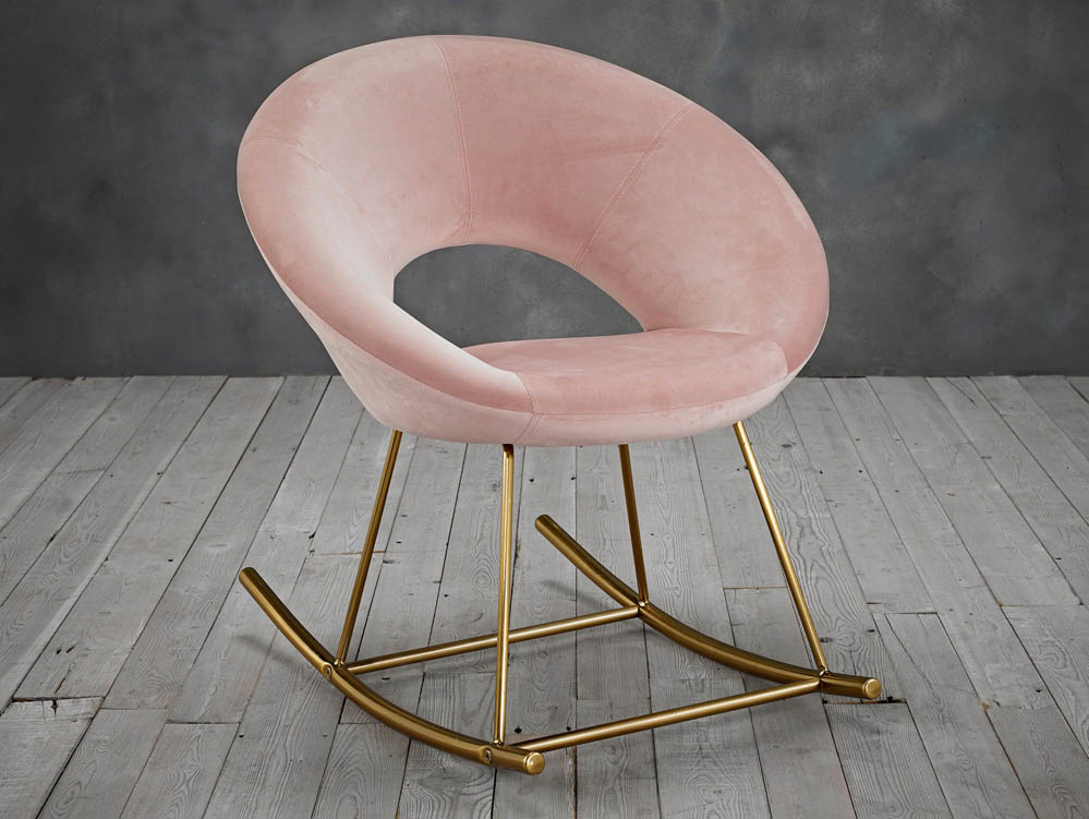 LPD LPD Stella Pink Velvet Upholstered Fabric Rocking Chair
