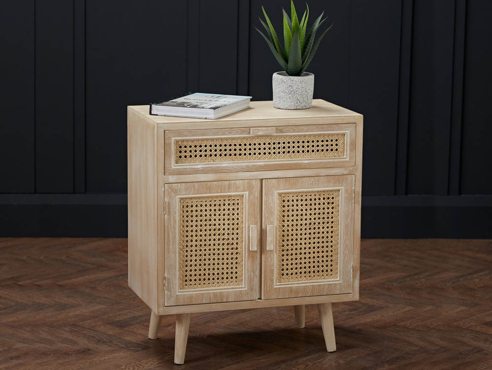 LPD LPD Toulouse Rattan and Oak 2 Door 1 Drawer Compact Sideboard (Flat Packed)