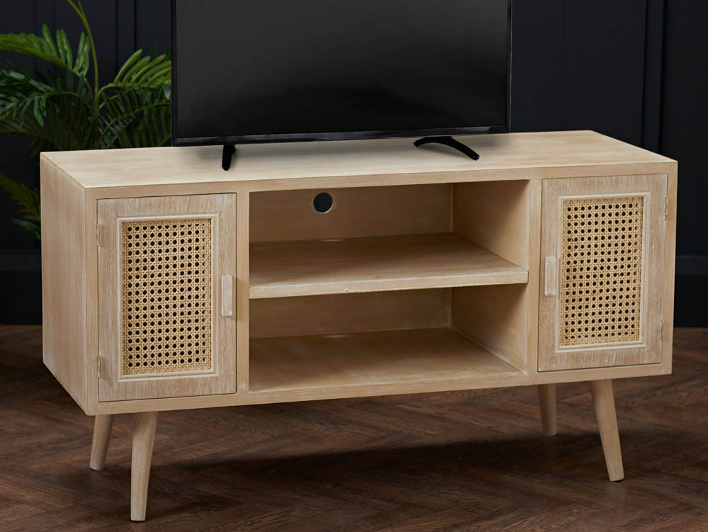 LPD LPD Toulouse Rattan and Oak 2 Door TV Cabinet (Flat Packed)