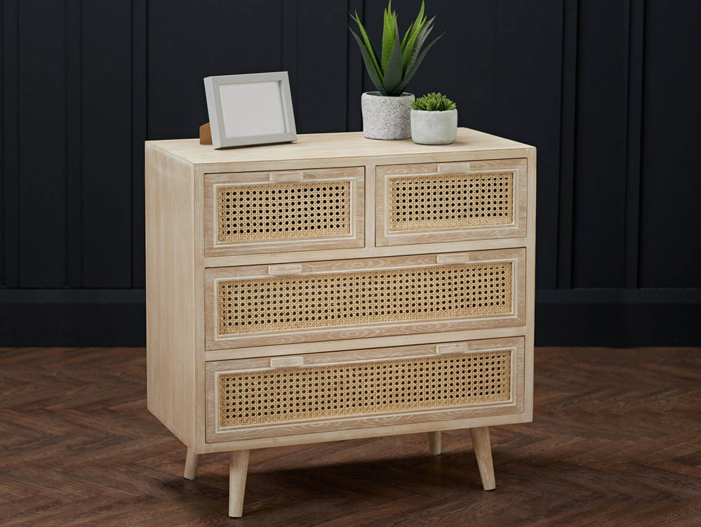 LPD LPD Toulouse Rattan and Oak 2+2 Drawer Chest of Drawers (Flat Packed)