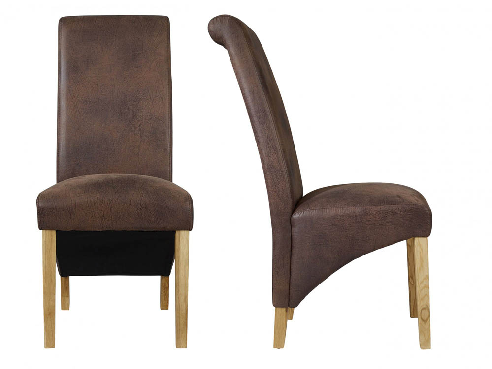 LPD LPD Treviso Set of 2 Brown Faux Leather Dining Chairs
