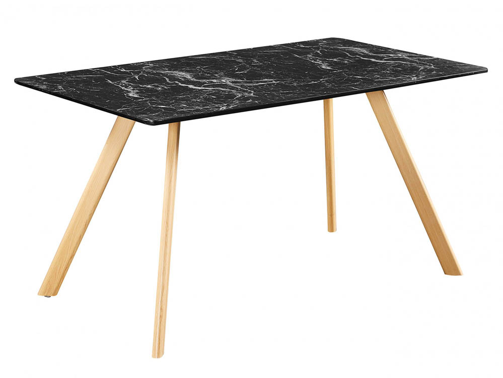 LPD LPD Venice 140cm Black Marble Effect Dining Table (Flat Packed)
