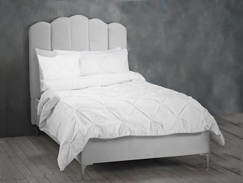 LPD LPD Willow 3ft Single Silver Velvet Upholstered Fabric Bed Frame