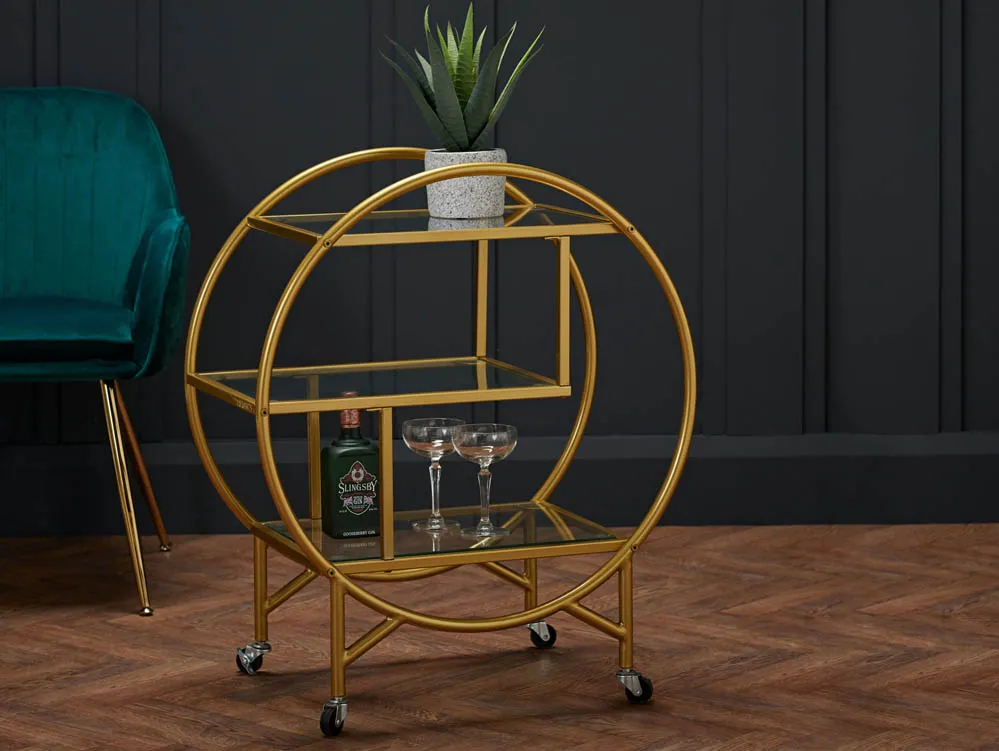 LPD LPD Dixie Glass and Gold Drinks Trolley