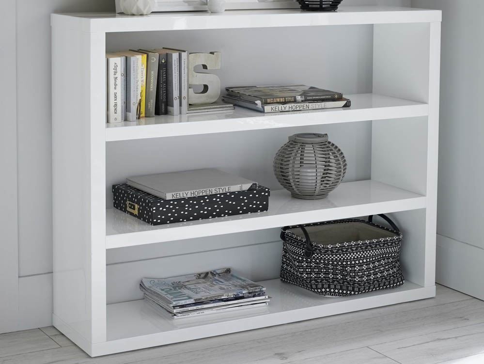 LPD LPD Puro White High Gloss Bookcase (Flat Packed)