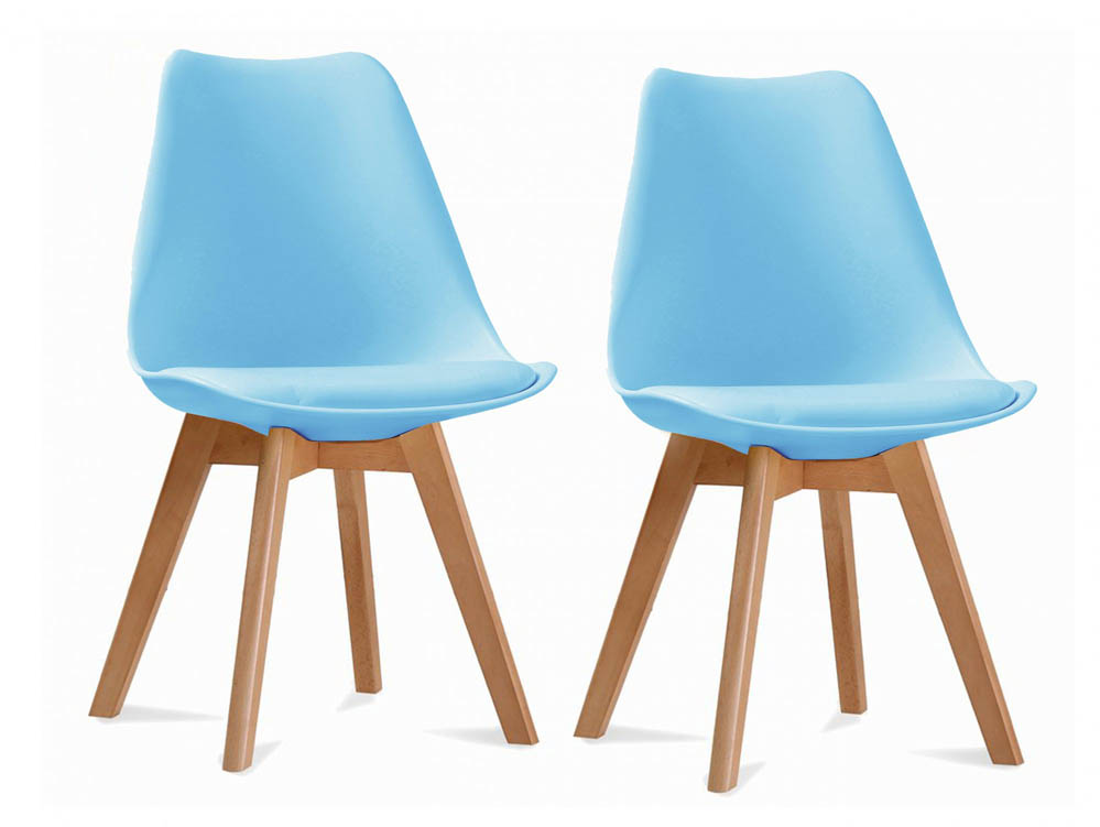 LPD LPD Louvre Set of 2 Blue Moulded Dining Chairs