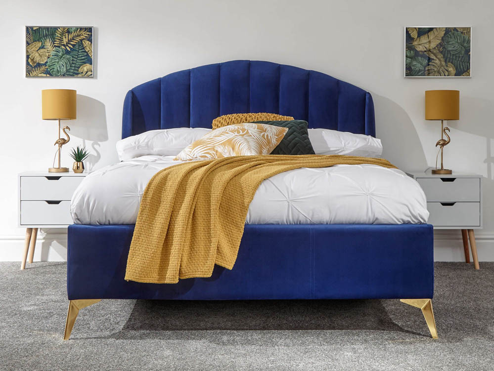 GFW GFW Pettine 5ft King Size Royal Blue Upholstered Fabric Ottoman Bed Frame
