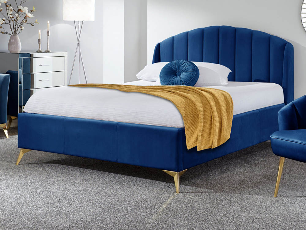 GFW GFW Pettine 5ft King Size Royal Blue Upholstered Fabric Ottoman Bed Frame