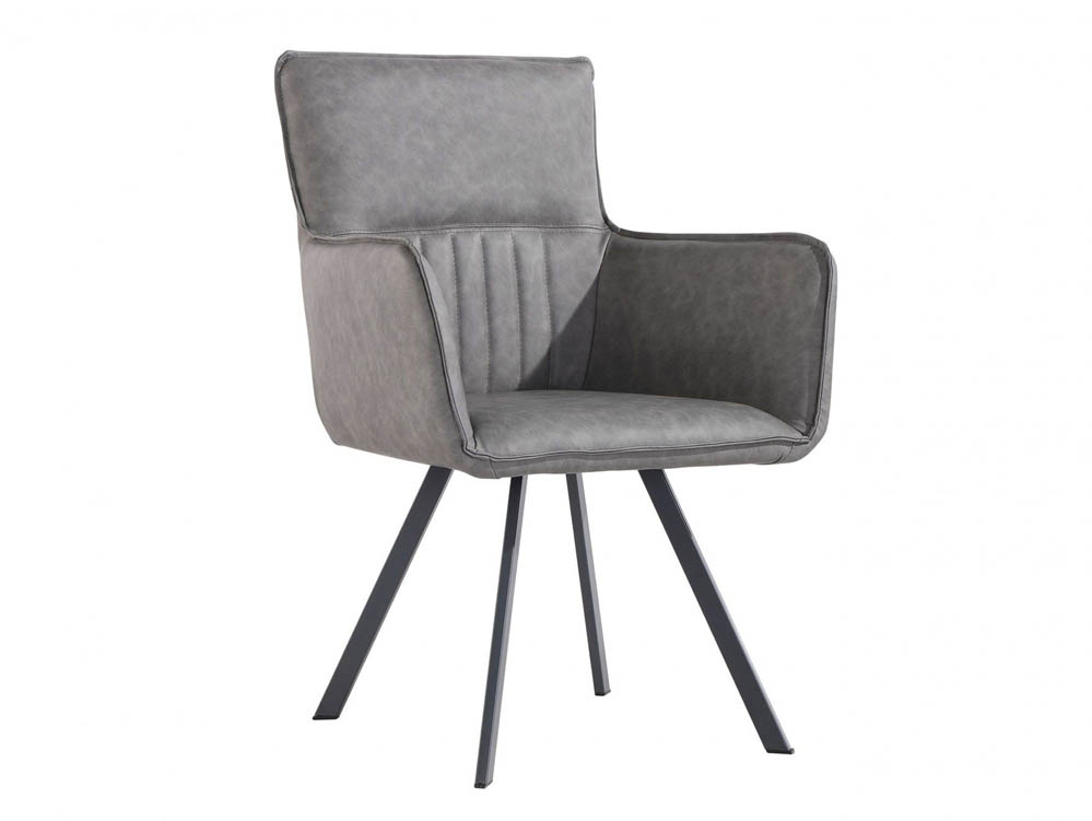 Kenmore Kenmore Faris Carver Grey Faux Leather Dining Chair